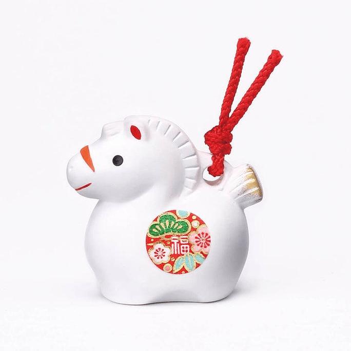 Yaoshi Kiln, Brocade-Colored Auspicious Horse Year Ornament, Miniature Earthen Bell, 1 Piece