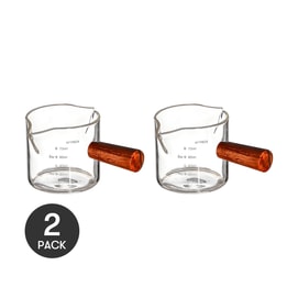 Clear Glass Pot Milk Pan With Wooden Handle 100ml*2