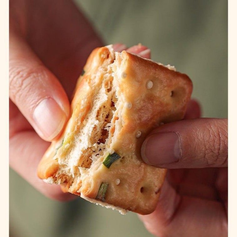 Tearing Nougat Cookies 190g*2Pack - Taiwan Style Onion Crispy Cookies with Stringy Milk Nougat Filling, Salty & Sweet Snack 5