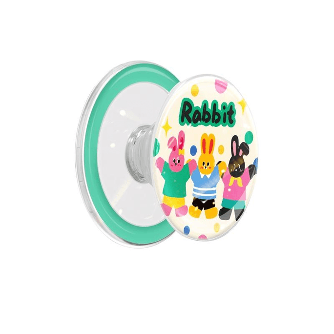 【中國直郵】 MINISO MASFIEL × 聯名MagSafe磁吸手機氣囊支架 綠色-彩色兔子5cm*1個