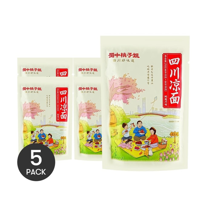 蜀中桃子姐 四川凉面 176g *5【5份超值装】【宵夜速食干拌面条】【小红书抖音爆火】