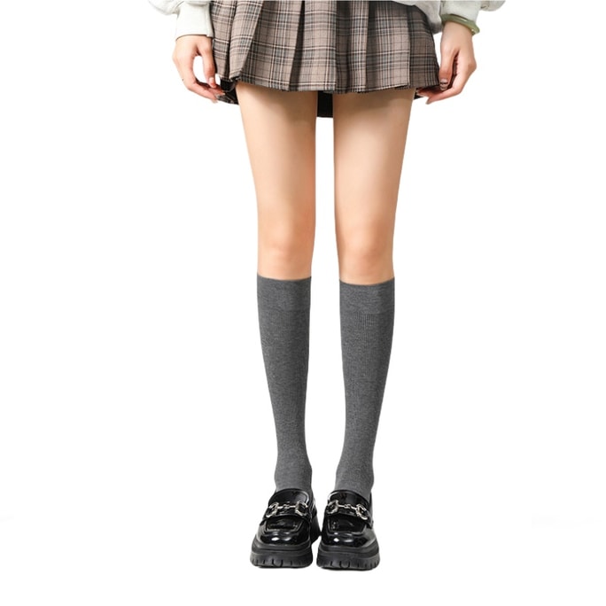 【中国直邮】 宝娜斯 长筒袜 显瘦日系ins潮小腿袜 中灰色2条