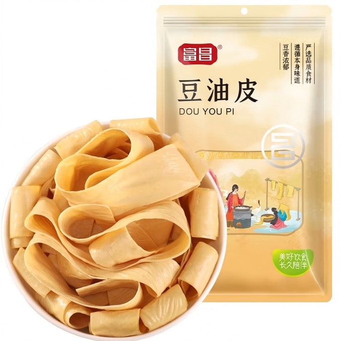 【中國直郵】 富昌 南北乾貨 大豆油皮 手工製作油豆皮 腐竹皮 乾豆腐皮豆皮素肉炒菜火鍋食材300g