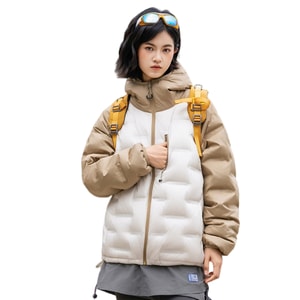 【中国直送】HSPM 男女兼用 防風 防水 防寒 ダウンジャケット 軽量 保温 ダウンジャケット 暖かい アウター ベージュ Sサイズ