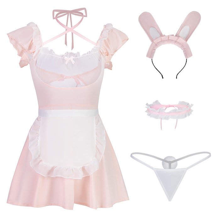 【NEW YORK】Bella’s Fantasy Kawaii Playboy See through Maid Lingerie Set Pink One size