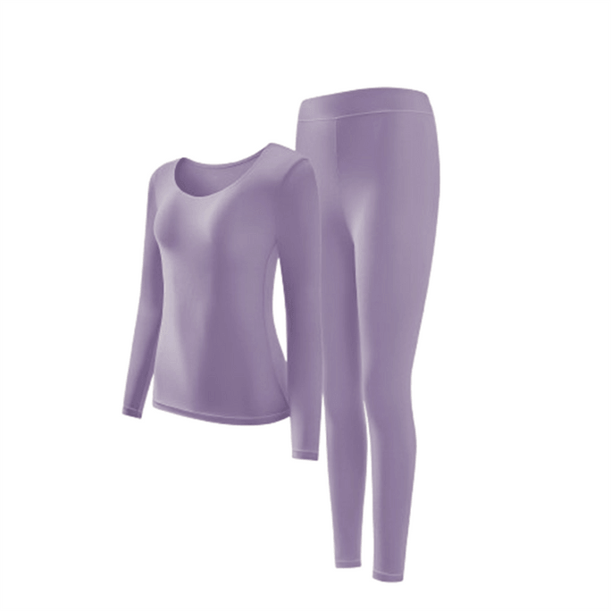 Thermal underwear lilac purple set 90 catties-130 catties 1 set women's thin invisible bottom skin care clothes heating