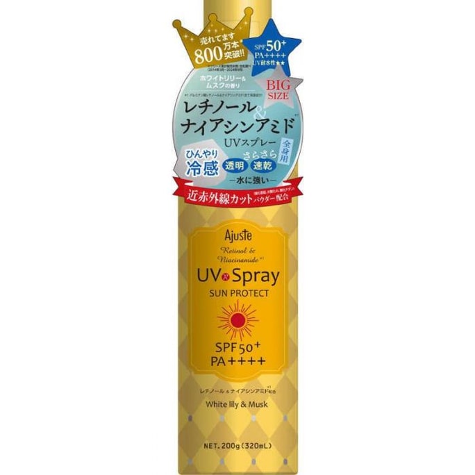 RE&NA Transparent Quick Dry Cool Sunscreen Spray - White Lily and Musk SPF50+/PA++++ 200g