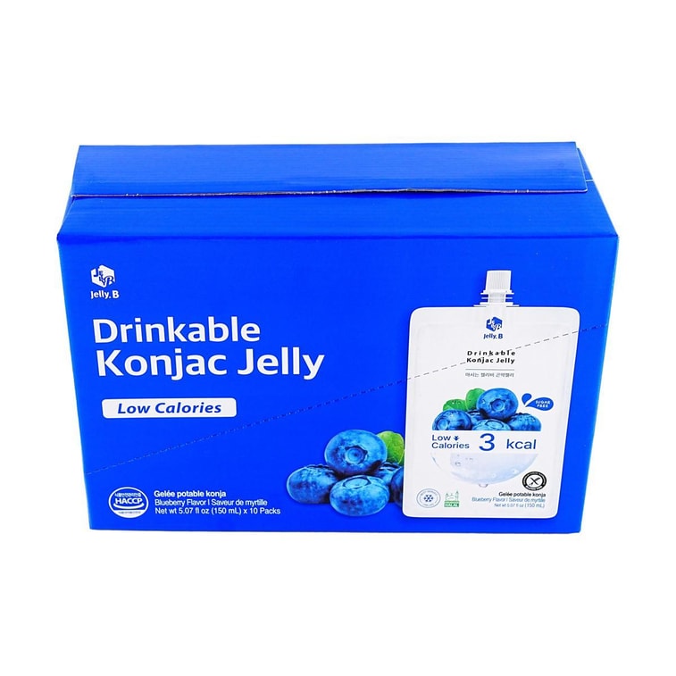 韩国JELLY.B 蒟蒻果冻 吸吸果冻 低卡0脂代糖饱腹感 150ml*10包 #蓝莓味 3Kcal 6