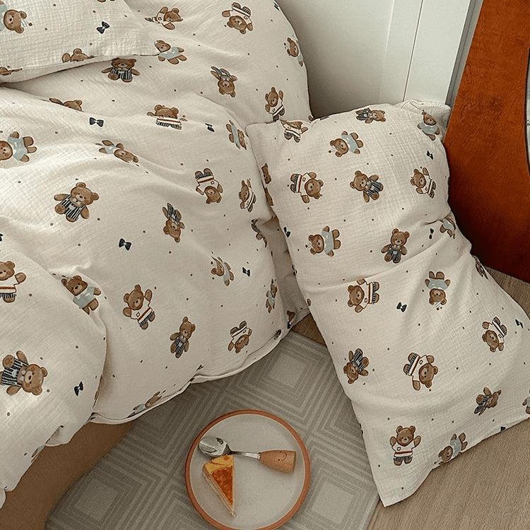 中国からの直送】Lullabuy 紳士ベア 純綿 二層 クリンクルヤーン 寝具
