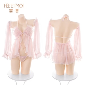 [중국 직송] 페이무 소프트 스나이퍼 시스루 노출 가슴 유혹 공주 나이트드레스 섹시 란제리 (1피스 세트)
