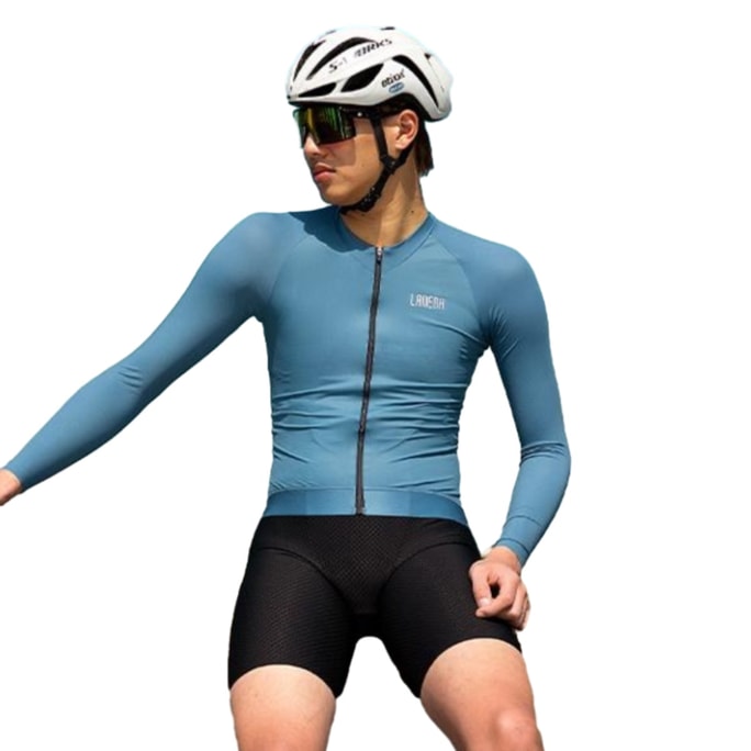 Quick Drying Long Sleeve Cycling Jersey Blue 3XL Size