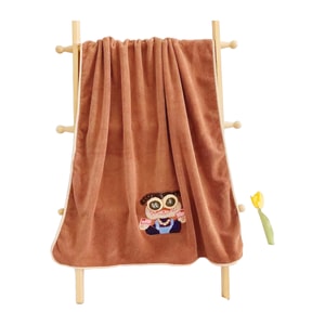 [中国直送] HSPM 新登場 リトルリッチウーマンタオル (幸運を呼ぶ) 刺繍入り コーラルフリース ソフト 肌に優しい カップル バスタオル 女の子用 オレンジ 84/150cm 400g