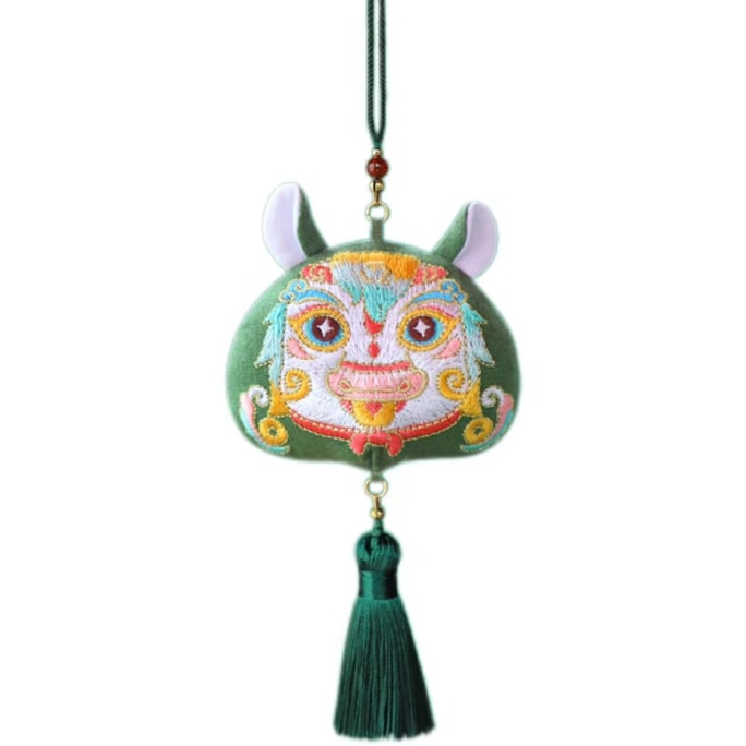 [중국에서 온 다이렉트 메일] 상하이 Qianli 십이지 별자리 입체 자수 청룡 평안 주머니 술 주머니 Hanfu 액세서리/전통 선물/새해 선물/기념품 선물 상자-녹색 말 1*|예상 도착 시간 3-4주