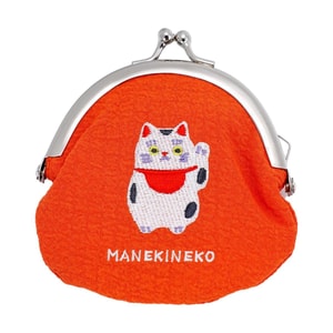 Embroidered Clasp Coin Purse Maneki Neko 88×10×H110mm