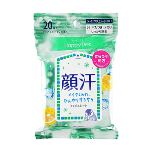 日本MANDOM曼丹 HAPPY DEO 面部淨膚濕巾 控油清爽 #清新果香 Fresh Fruity 20枚