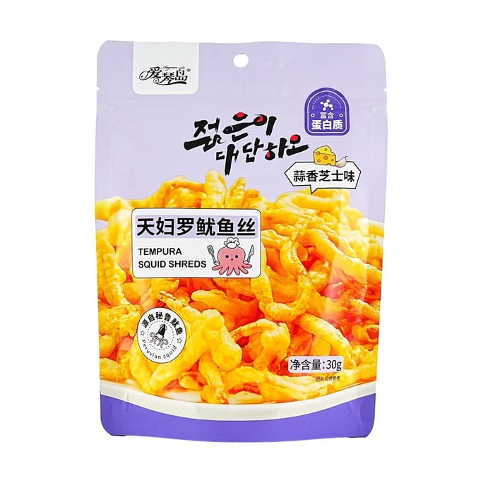 Tempura  Shredded Squid Garlic Cheese Flavor 1.06 oz【High-Protein Snacks】
