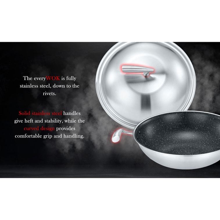 CONCORD x Duck House Premium 3 Ply Stainless Steel Non-Stick Chinese Wok with Steamer (32CM) 5