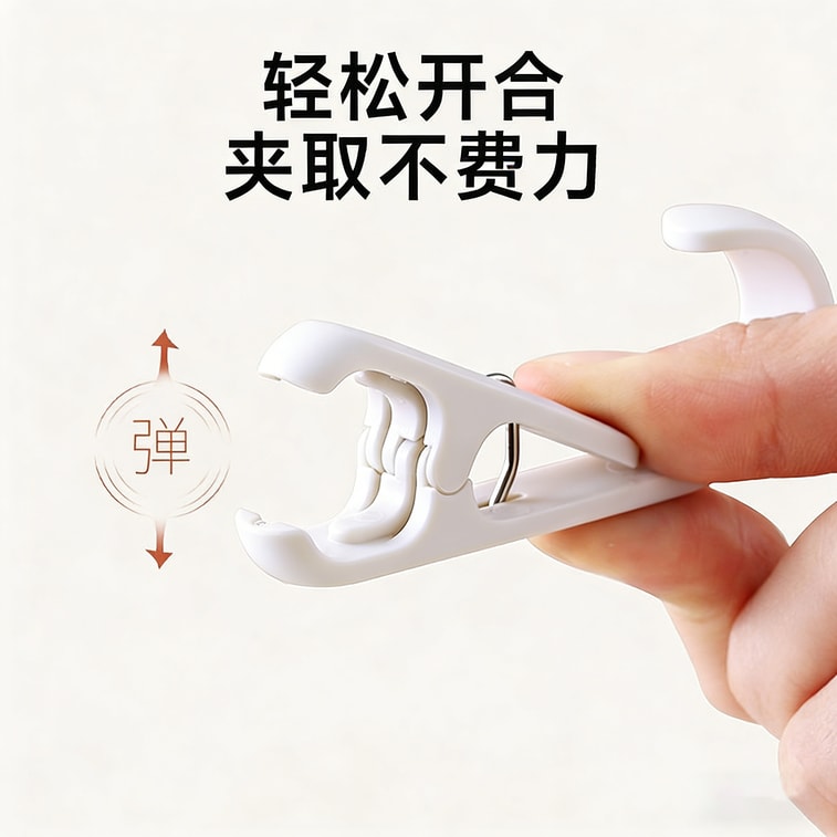 【中国直邮】 优勤 【两头双用】长尾夹子挂钩(白色10个)灵活多功能厨房浴室收纳生活用品照片衣帽夹毛巾挂钩l 6