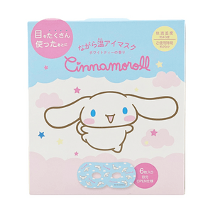 Masque oculaire vapeur Cinnamoroll Nagara 6 pièces Parfum thé blanc Design yeux ouverts Auto-chauffant