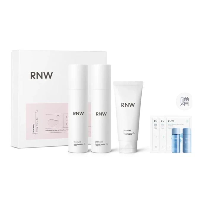 【中國直郵】 韓國 RNW 菸鹼醯胺水乳潔面保養套裝 清潔提亮保濕滋潤補水 三件組【水125ml+乳125ml+潔面乳80g(贈水乳小樣+面膜)】