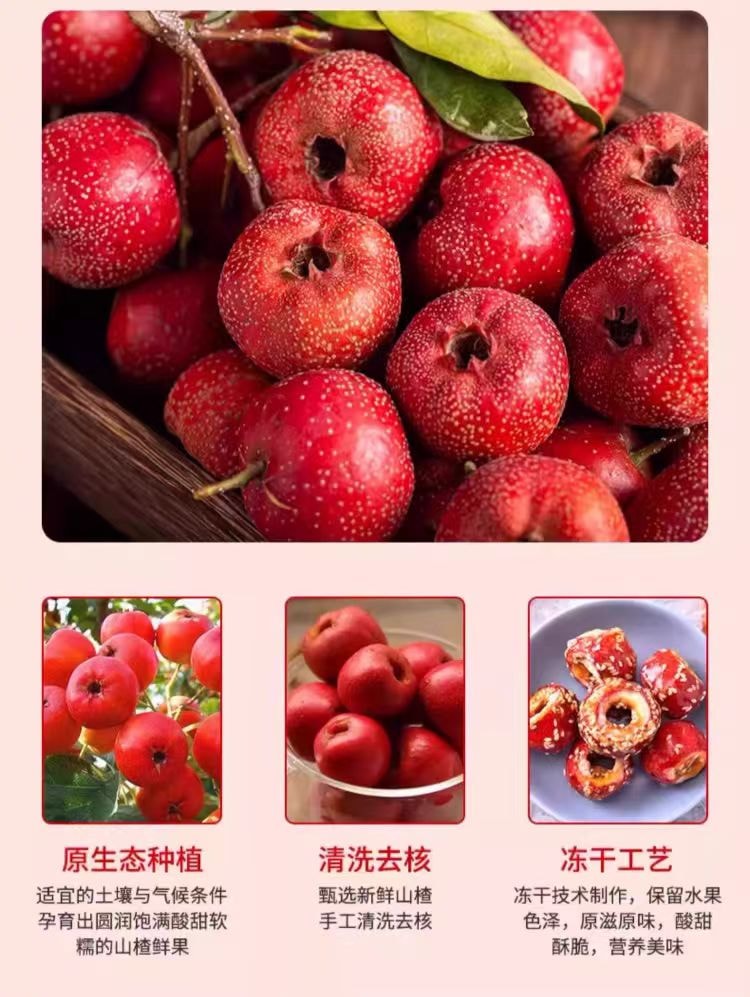 咔楂脆 凍乾山楂大冰糖葫蘆 果肉飽滿 酸甜酥脆 喚醒味蕾 55g