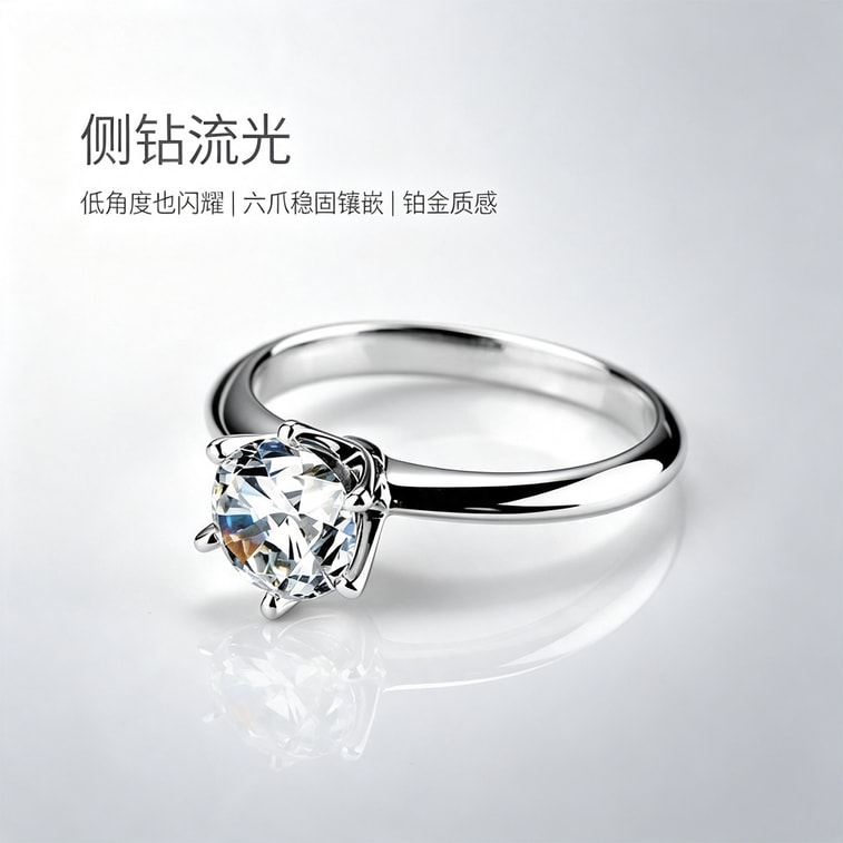 Sterling Silver Ring Zircon 8MM US Size 5 1 Piece Six‑Prong Setting Moissanite S925 Sterling Silver Minimalist Versatile Engagement Wedding Ring 9