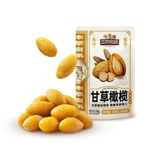 [중국 직배송] Three Squirrels 감초 올리브 - 상큼하고 달콤하고 신맛이 나는, 약간 기름진, 말린 과일 & 설탕에 절인 과일, 100g