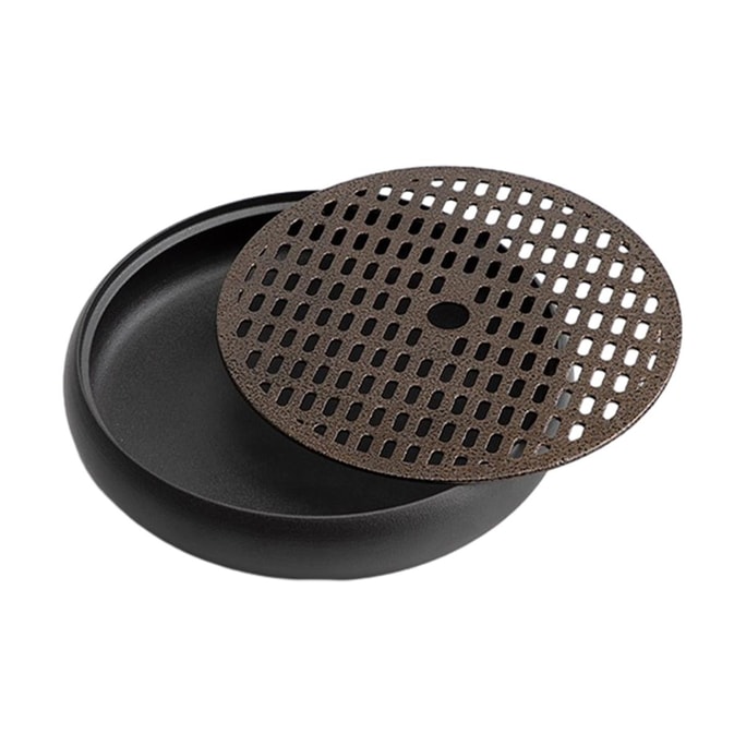 22.6cm Round Ceramic Tea Tray, Yuanxi Dry Brewing Plate with Water Storage