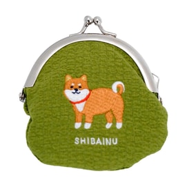 Shiba Inu Embroidered Kiss Lock Bag, Cute Cartoon Mini Pouch for Small Items, 88×10×110mm