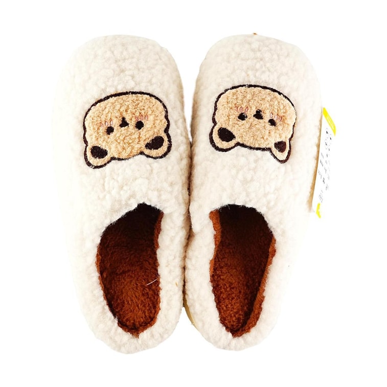 Winter Warm Bear Slippers White Thick-soled Non-slip Size 5.5-6 4