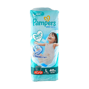 PAMPERS Pull-Up Pants, Super Absorbent Breathable, L Size 9-14kg, 40 Sheets【Lightweight Breathable All-Day Dryness】