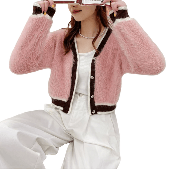 Autumn And Winter Imitation Mink Fur Knitted Cardigan Sweater Jacket Ping One Size Fits All
