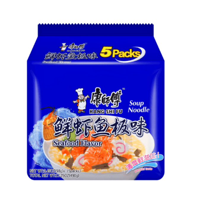 康师傅 方便面 鲜虾鱼板面 五包装 98g*5