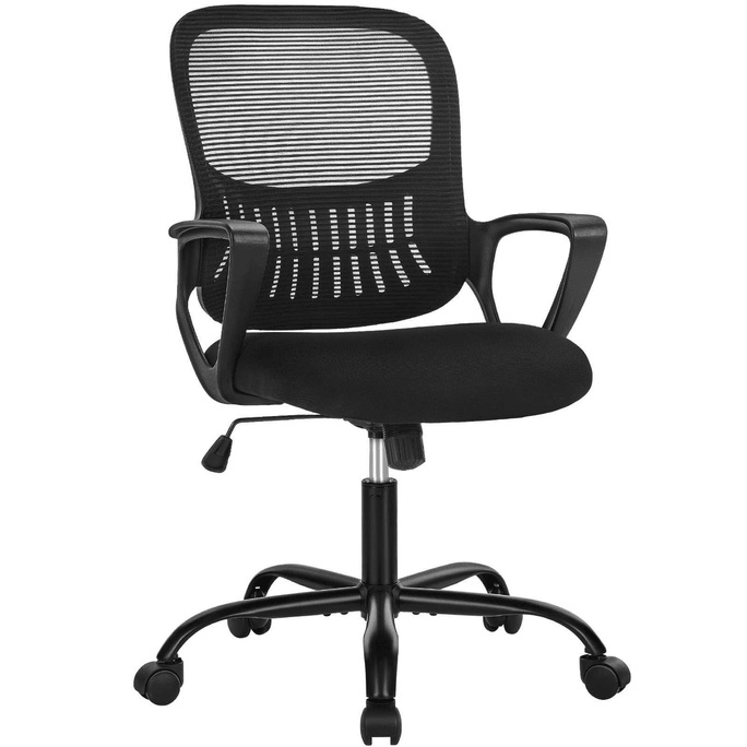 Office Computer Desk Chair Ergonomic Mid-Back Mesh Rolling Work Swivel Task Chairs with Wheels Comfortable Lumbar 1 pack