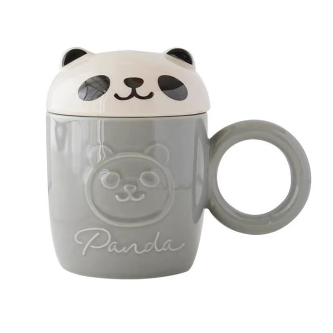 PEAULEY Original Cartoon Ceramic Mugs with Animal Lids Panda 1 each