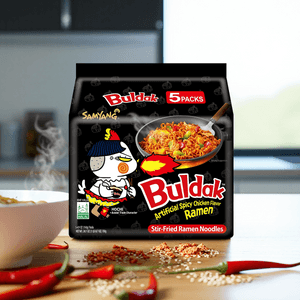 Korean Buldak Noodles Stir-Fried Ramen - Hot Chicken Flavor, Packaging May Vary, 5 Packs* 4.94oz【Trending on TikTok】
