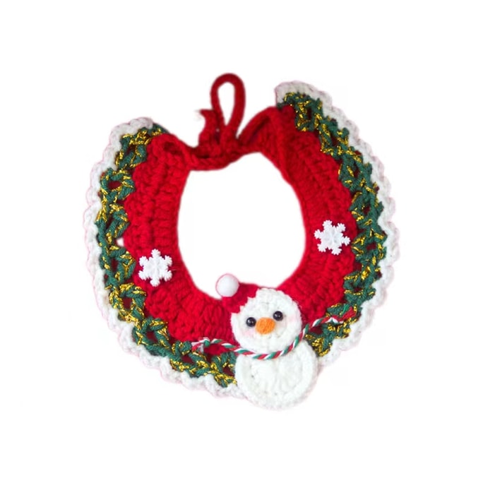 Christmas Pet Accessories Bib Pendant/Cat And Dog Wool Decoration/Scarf Collar/Hand-Woven-B27 Snowman 1Pc