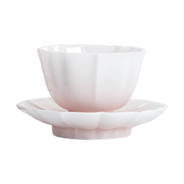 Ceramic Lotus Flower Tea Cup & Coaster Pink 1.69 fl oz