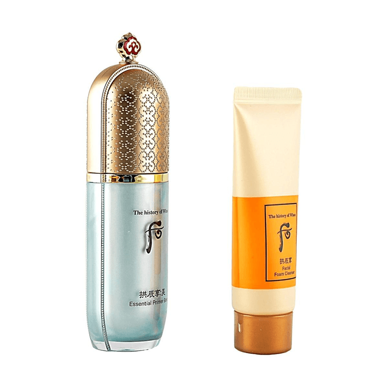 에센셜 프라이머 베이스 스페셜 세트, 수분 메이크업 프라이머 & 모공 커버 베이스 40ml + 페이셜 폼 클렌저 4