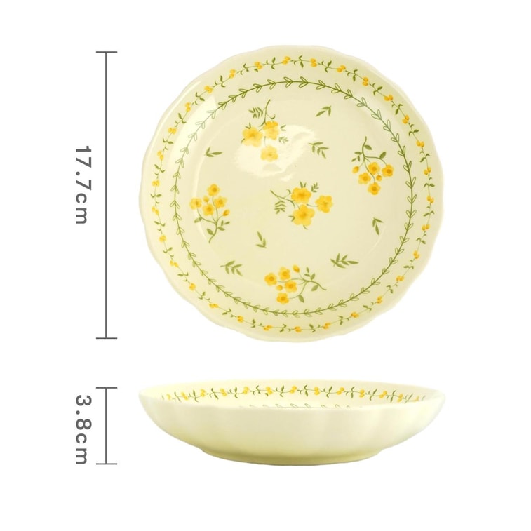 GOLDEN LION 日式田園風餐具 黃釉春意萌 17.8cm荷意盤 17.7*17.7*3.8cm 5