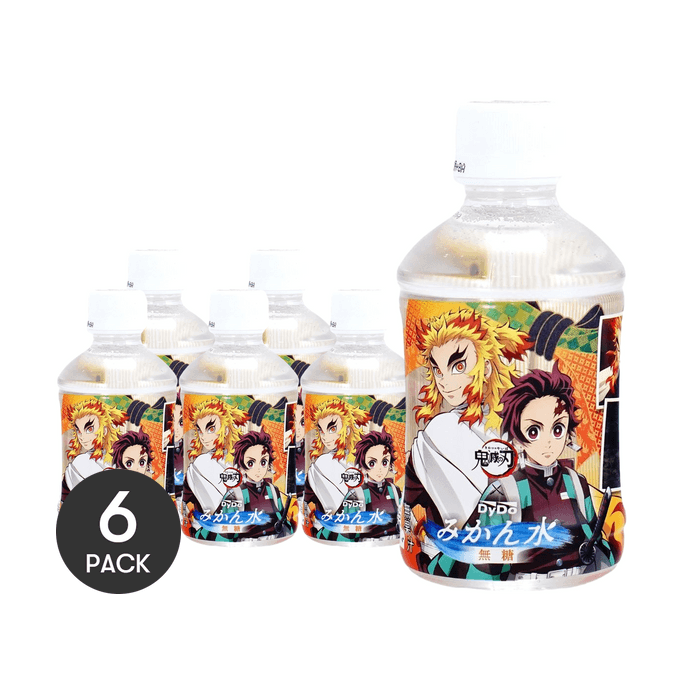 Demon Slayer Sugar Free Orange Drink ,Mandarin Water ,9.46 fl oz *6【6 Packs】【Collab Edition】