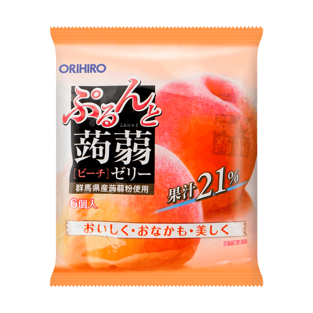 商品详情 - 日本ORIHIRO 低卡高纤蒟蒻果冻 桃子味 6枚入 120g - image  0