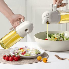 Pouring 2-in-1 Glass Oil Sprayer, Air Fryer Oil Sprayer, Mist Spray Oil Sprayer, Warm Grey, 18.6 fl oz