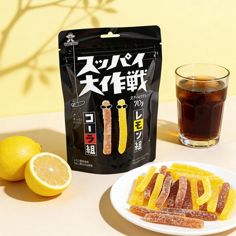 WANT WANT Suppai Daisakusen Gummy Candy Coke & Lemon Flavor 2.4 oz