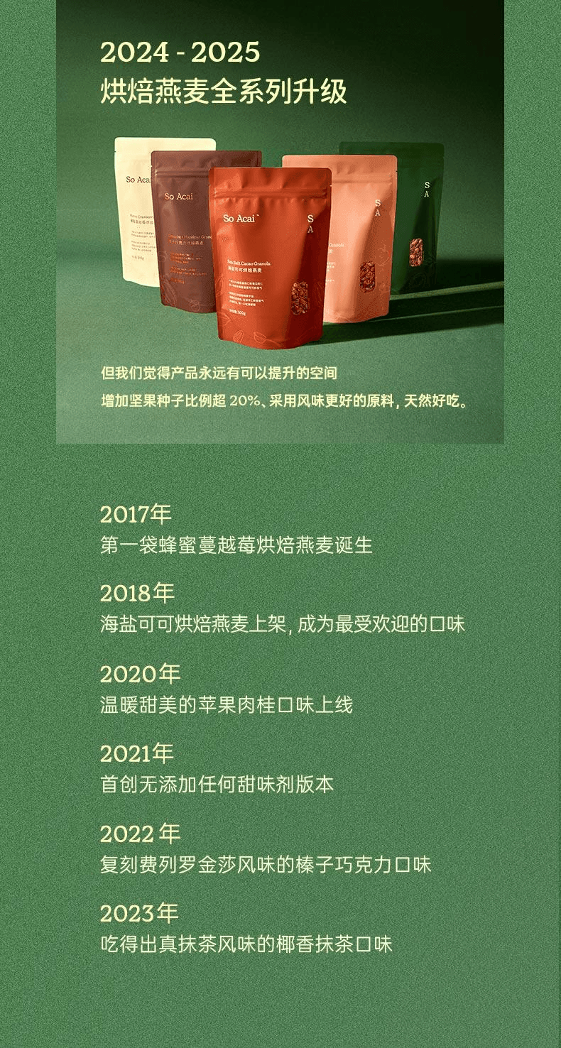 【中国直邮】 So Acai 可可榛子巧克力烘焙燕麦片坚果榛果燕麦谷物脆椰香抹茶300g*1袋