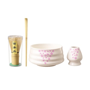 Matcha Whisk Set, Sakura Pink, Includes Bowl Whisk and Scoop, Japanese Tea Ceremony Tools