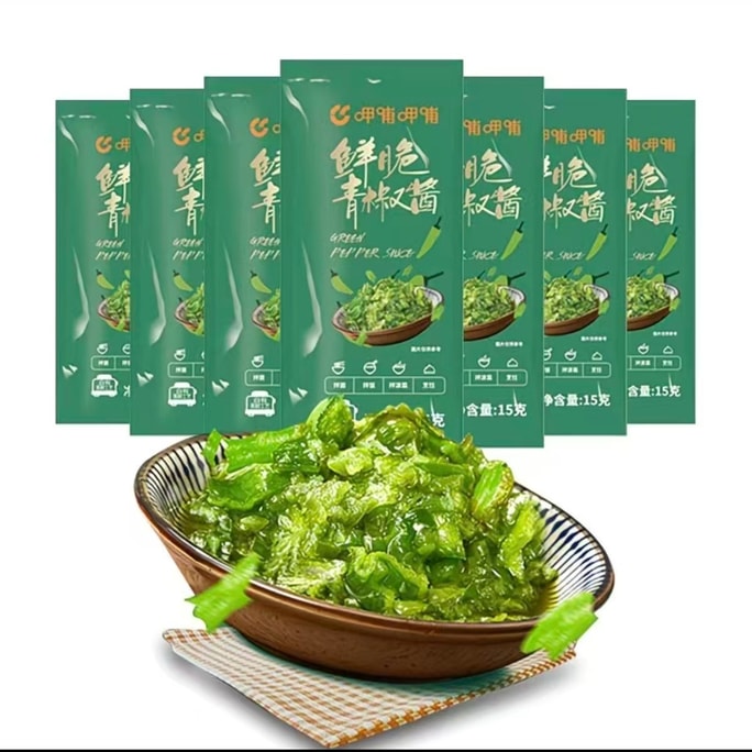 Xiabuxiabu crispy green pepper sauce is a ready-to-eat side dish fresh and crunchy chili sauce 15g*5 packs.