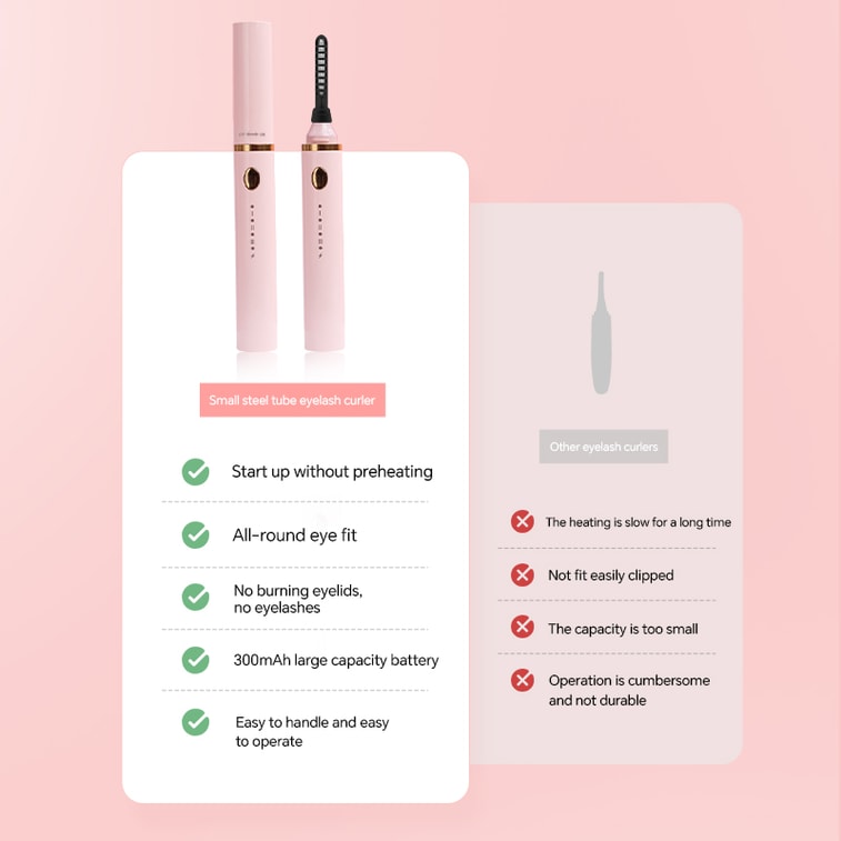 Electric eyelash curler with three-in-one brush head, heating eyelash curling device, rechargeable, ivory white, 1 piece 9