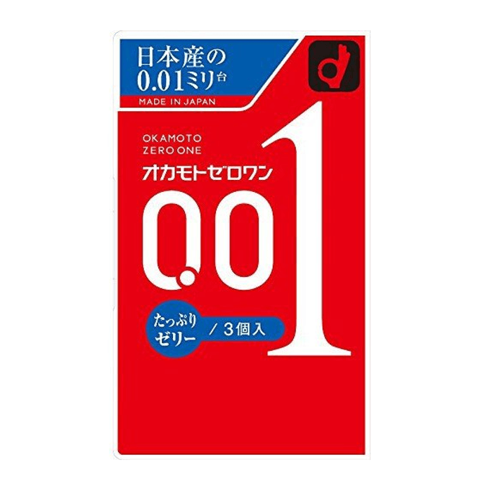 【日本直邮】日本OKAMOTO冈本 001超薄双倍果冻润滑 冈本001 安全套避孕套 3只装