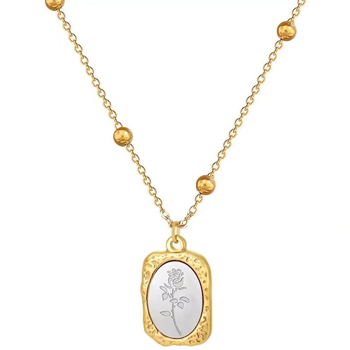  [Valentine's Day Must Choose Gift] Retro French Relief Rose Small Mirror Necklace 1 Small Mirror Concealed Romantic Relief Beauty [Comes with Facny Jasmine High end Pulling Suspension Jewelry Box]